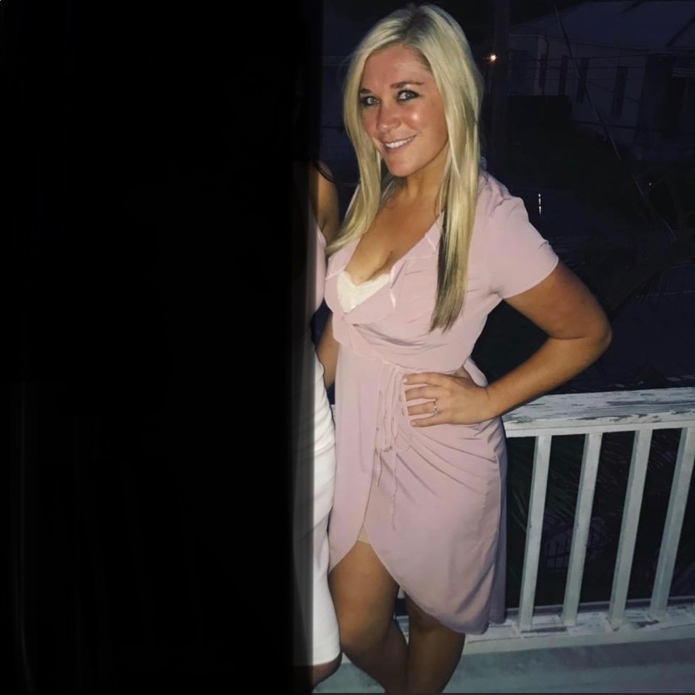 Peach Wrap Dress with Ruffles